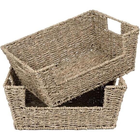 Seagrass Wicker Baskets for Storage, Pantry Baskets Organization and Storage